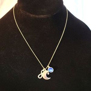 Women's 18 inches Silver Moon & Infiniti Necklace